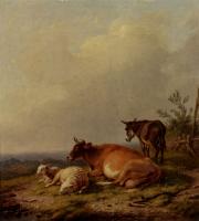Verboeckhoven, Eugene Joseph - A Cow A Sheep And A Donkey